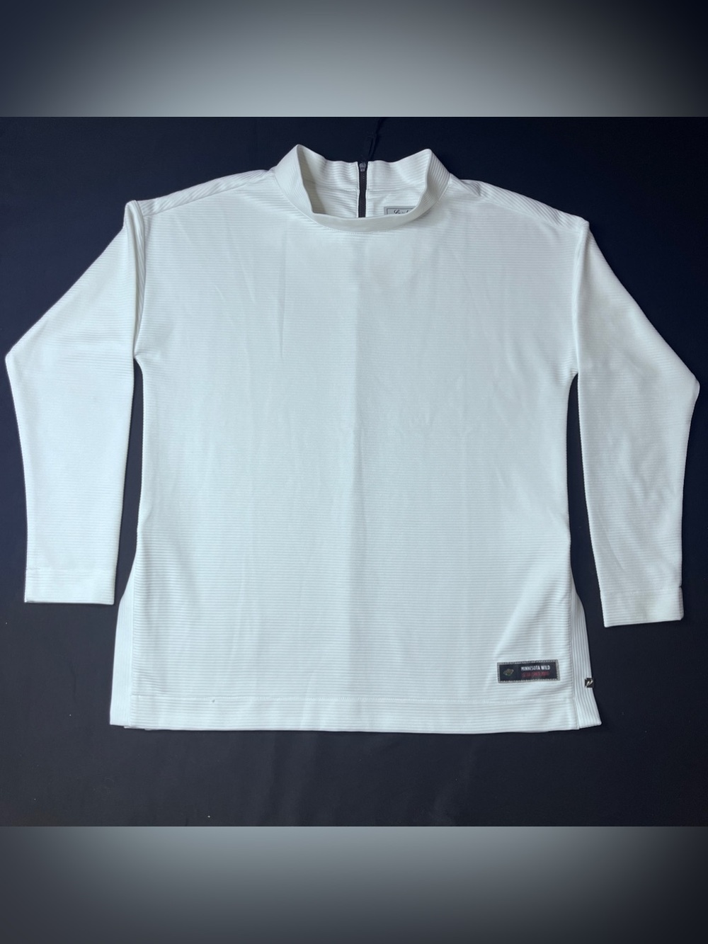 Minnesota Wild Mock Neck Top With Ribbed Texture and Quarter Zip Back Size L